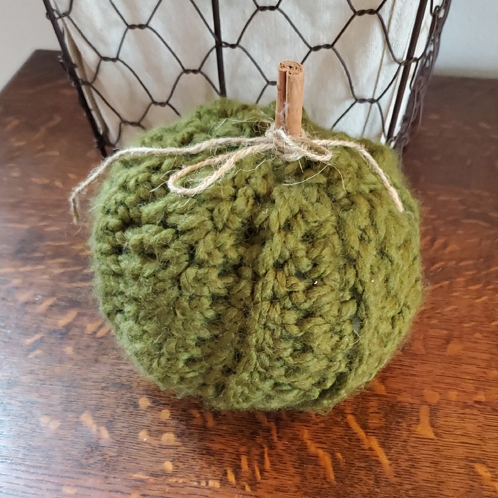 Handmade Green Crochet Pumpkin Decor